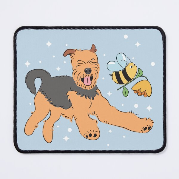 Item preview, Happy Airedale Terrier - Blue Background designed and sold by Lulupainting.