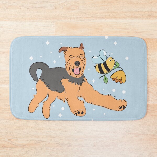 Item preview, Happy Airedale Terrier - Blue Background designed and sold by Lulupainting.