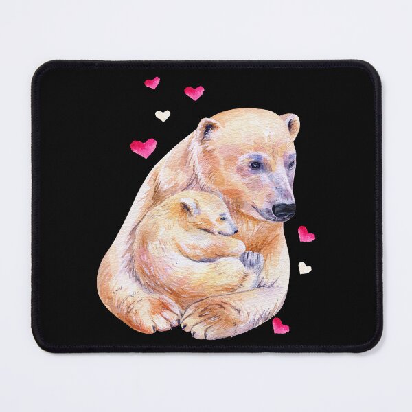 Item preview, Polar Bear Mom & baby With Hearts Watercolor designed and sold by dreamofdenim.
