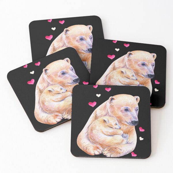 Item preview, Polar Bear Mom & baby With Hearts Watercolor designed and sold by dreamofdenim.