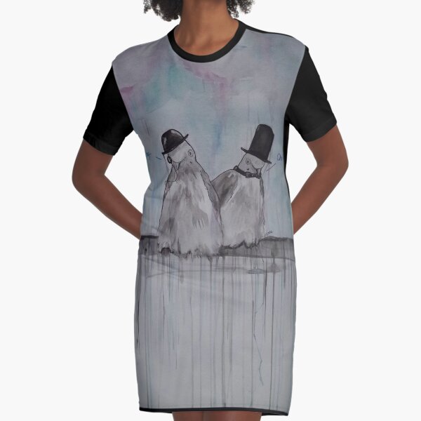 Dapper Doves Graphic T-Shirt Dress