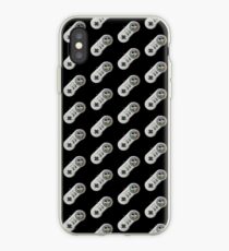 Classic gamepad controller, 80s SNES pad pattern, black iPhone Case