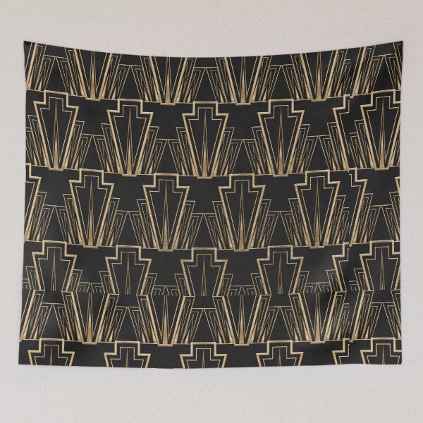 Item preview,  Art Deco Pattern -Vintage Black And Gold Geometric Abstract designed and sold by Tamas Das.