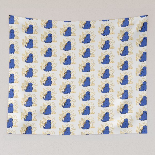 Item preview, Ultramarine Blue dinosaur with yellow background designed and sold by SerenaVisualArt.