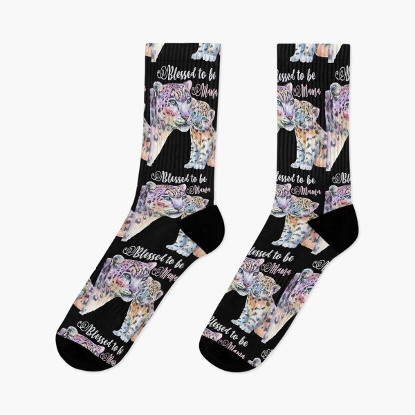 Item preview, Snow White Leopard Mom & baby Watercolor designed and sold by dreamofdenim.