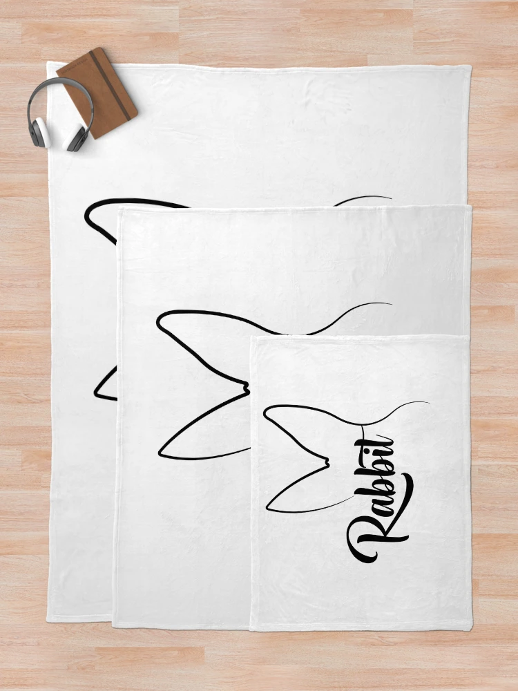 Thumbnail 5 of 6, Throw Blanket, Outline Rabbit, Rabbit Simple,ฺBlack And White Rabbit Line Logo designed and sold by stamppiyathat.