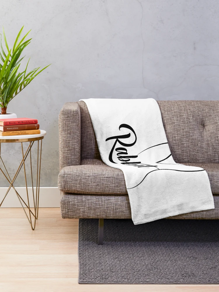 Thumbnail 2 of 6, Throw Blanket, Outline Rabbit, Rabbit Simple,ฺBlack And White Rabbit Line Logo designed and sold by stamppiyathat.