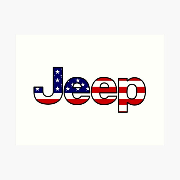 Jeep - American Flag Art Print