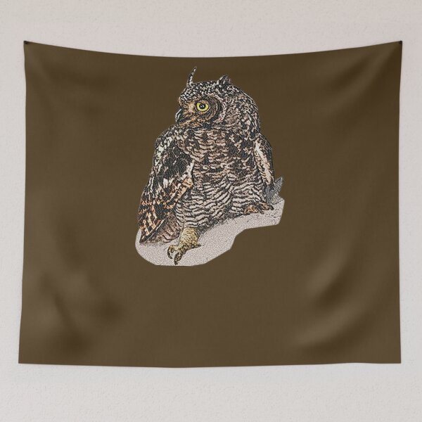Item preview, Machine embroidery, Wild life Beautiful Embroidered Cape Eagle Owl, Stitch crafting, unique embroidered art designed and sold by RudolphBarnard.