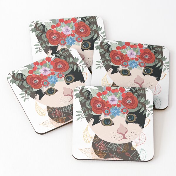 Item preview, Cute Card with lovely cat, Cat in a wreath of flowers designed and sold by I'm  Redz.