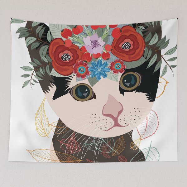 Item preview, Cute Card with lovely cat, Cat in a wreath of flowers designed and sold by I'm  Redz.