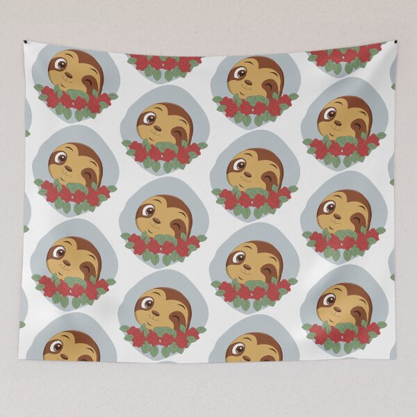 Item preview, Cute Sloth with flowers. designed and sold by Kanchan1987.
