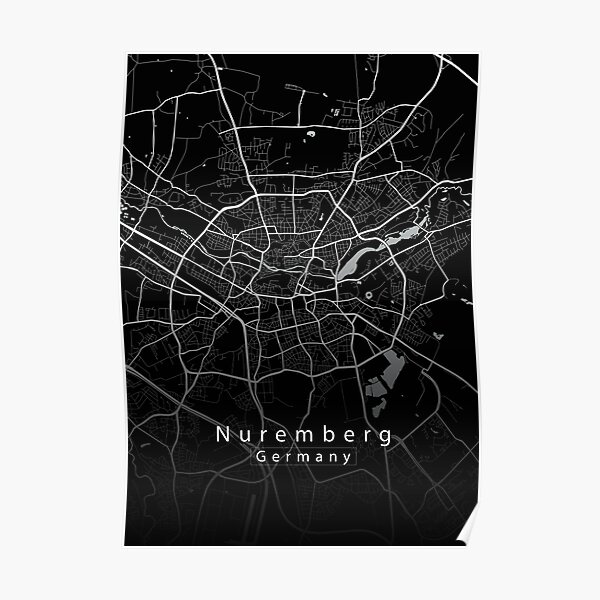 Nuremberg Germany City Map dark Poster