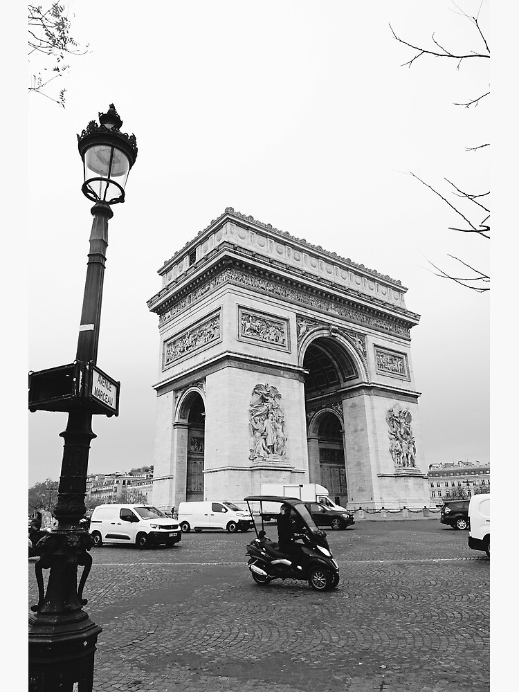 Arc de Triomphe en noir et blanc Paris France Poster