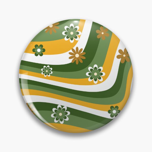 Item preview, green yellow and white retro flower print designed and sold by DemonicGloom.