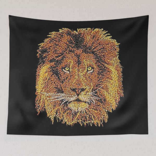 Item preview, Machine embroidery, Embroidered Lion, King of the Jungle, Stitch crafting, unique embroidered art designed and sold by RudolphBarnard.