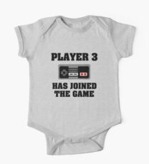 Player 3 has joined the game funny baby boy Short Sleeve Baby One-Piece