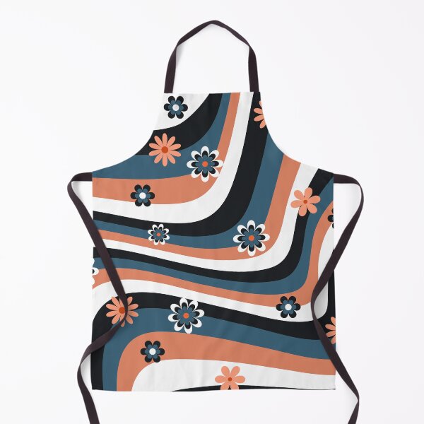 Item preview, Orange blue black and white retro flower print designed and sold by DemonicGloom.