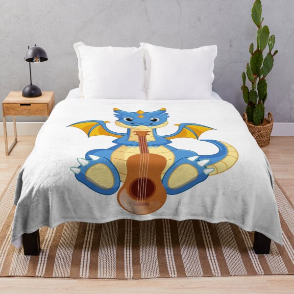 Artikelvorschau, Drache, der Gitarre spielt, lustiger guter Drache-Gitarren-Liebhaber-blauer Entwurf entworfen und verkauft von pedrored369.