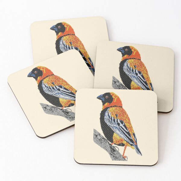 Item preview,  Machine embroidery, Embroidered Red Bishop Male Bird, Stitch crafting, unique embroidered art designed and sold by RudolphBarnard.