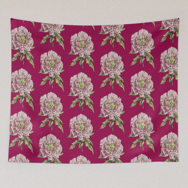 Item preview,  Machine embroidery, Exquisitely Embroidered Pionie, Botanical Design, Aesthetic Floral Design, Stitch crafting, unique embroidered art designed and sold by RudolphBarnard.