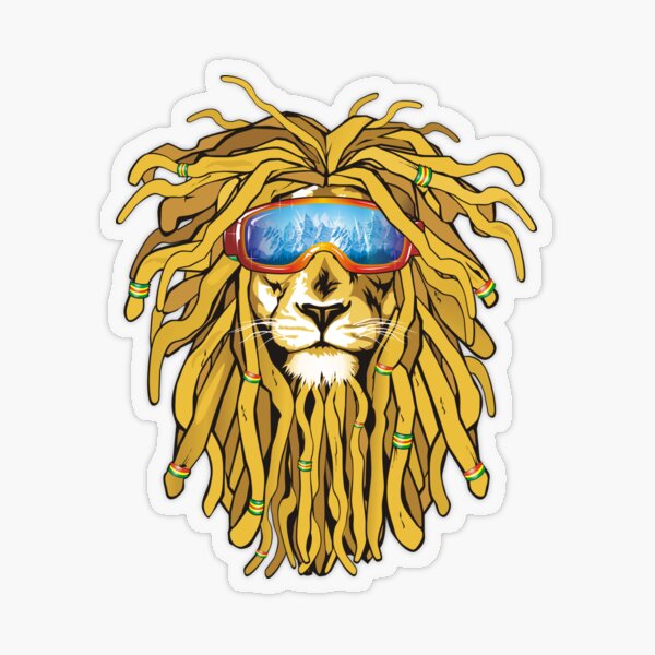Cool Skiing Helmet lion mountains Transparent Sticker