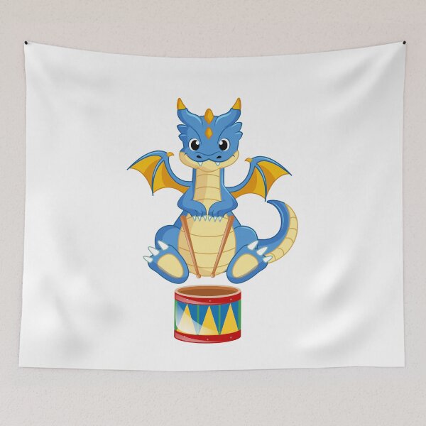 Item preview, Dragon Playing Drum ,Funny Good Dragon Drum Lovers Blue Design designed and sold by pedrored369.