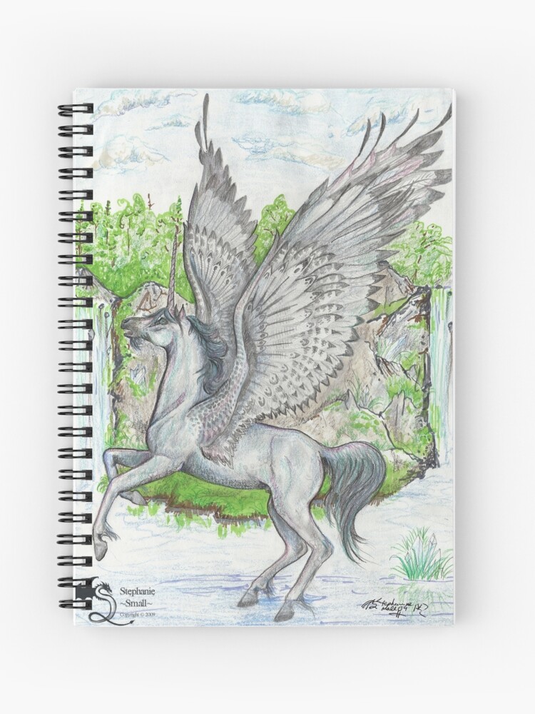 Einhorn Pegasus Am Wasserfall Spiralblock Von Pegacorna Redbubble