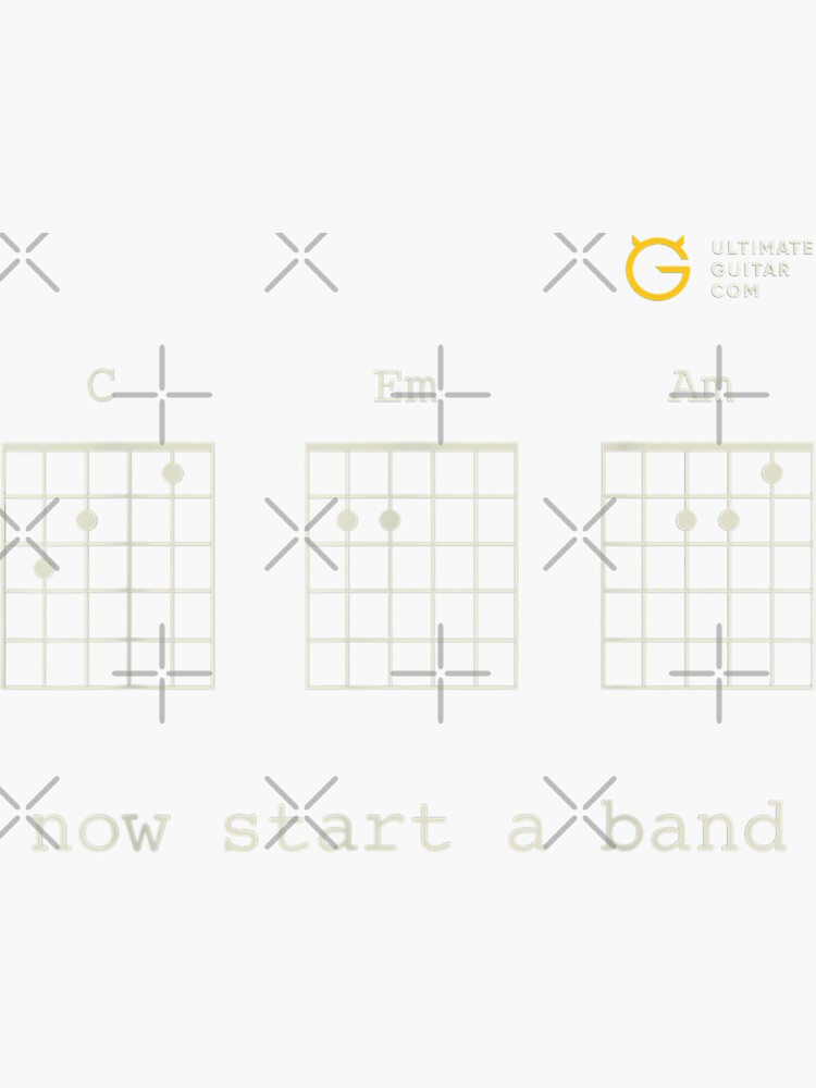 "Ultimate Guitar Now Start a Band TShirt" Sticker by CreceliusAdolf