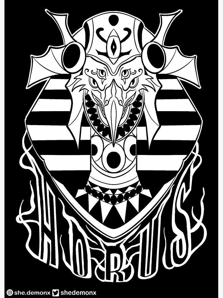 "Egyptian Gods: Horus B&W" Sticker For Sale By SheDemonx | Redbubble