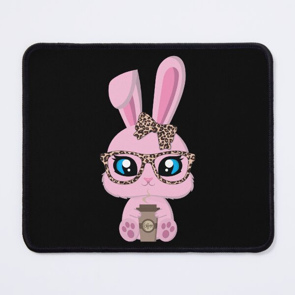 Item preview, Cute Pink Bunny With Leopard Glasses and Coffee designed and sold by dass-art.
