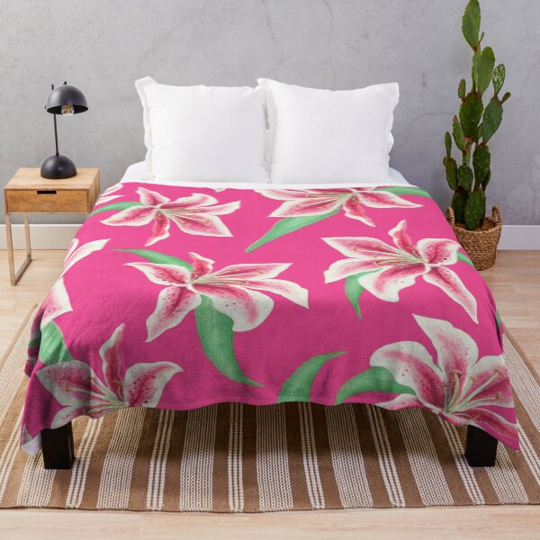 Item preview, Stargazer Lilies on hot pink designed and sold by MagentaRose.