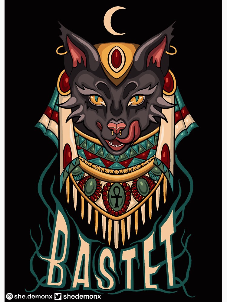 "Egyptian Gods: Bastet Coloured" Sticker For Sale By SheDemonx | Redbubble