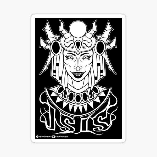 "Egyptian Gods: Isis B&W" Sticker By SheDemonx | Redbubble