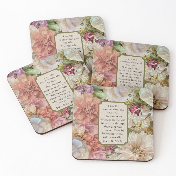 Item preview, John 11 25-26 I am the resurrection and the life Easter Bible Verse Quote Biblical designed and sold by CultandObscure.