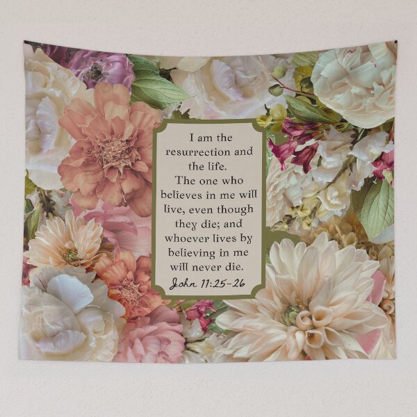 Item preview, John 11 25-26 I am the resurrection and the life Easter Bible Verse Quote Biblical designed and sold by CultandObscure.