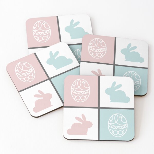 Item preview, Checkered Blue and Pink Easter Bunny and Eggs Pattern | Cute bunny Rabbit | Easter egg hunt | Easter greetings designed and sold by Violet Treasures.