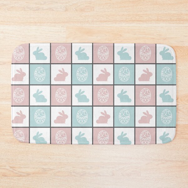 Item preview, Checkered Blue and Pink Easter Bunny and Eggs Pattern | Cute bunny Rabbit | Easter egg hunt | Easter greetings designed and sold by Violet Treasures.