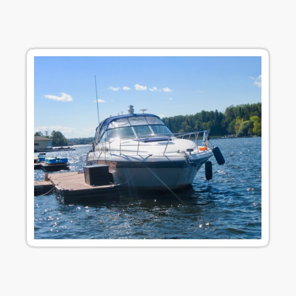 "Boat docked at Kenora " Sticker by Shulie1 Redbubble
