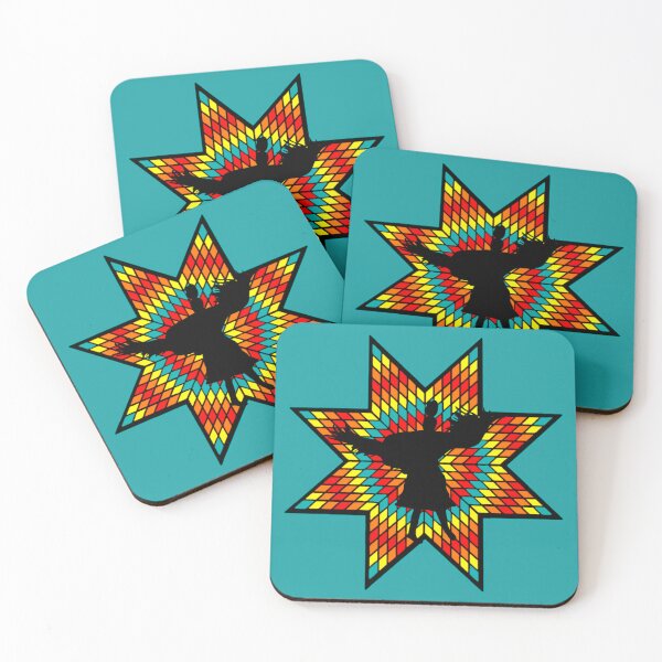 Item preview, Turquoise Fire Color Fancy Shawl Dancer StarQuilt Native Print designed and sold by JMWCD.