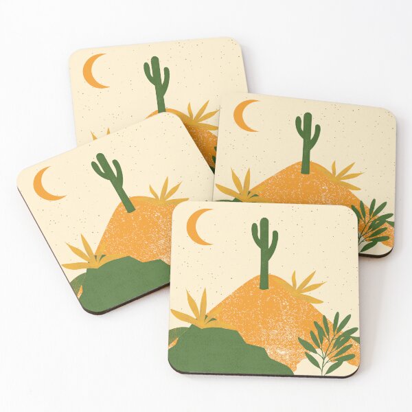 Item preview, Desert chic hills cactus and moon green orange cream and gold, designed and sold by DemonicGloom.