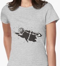Outer space sloth rocket ray gun Women's Fitted T-Shirt