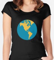 Emoji Earth Globe Americas Women's Fitted Scoop T-Shirt