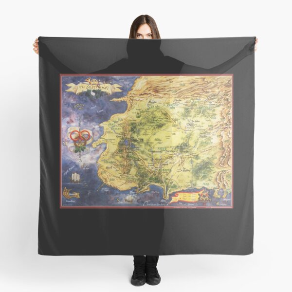 Fanciful Old World Map Earthtones Scarf