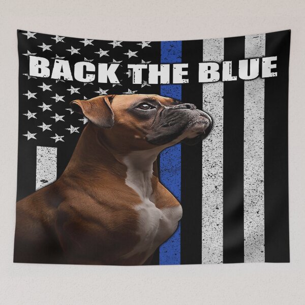 Item preview, Back The Blue - Boxer Flag - Boxer Dog Lover designed and sold by christinecather.