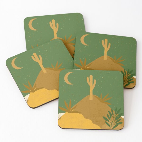 Item preview, Desert chic hills cactus and moon green cream and gold, designed and sold by DemonicGloom.