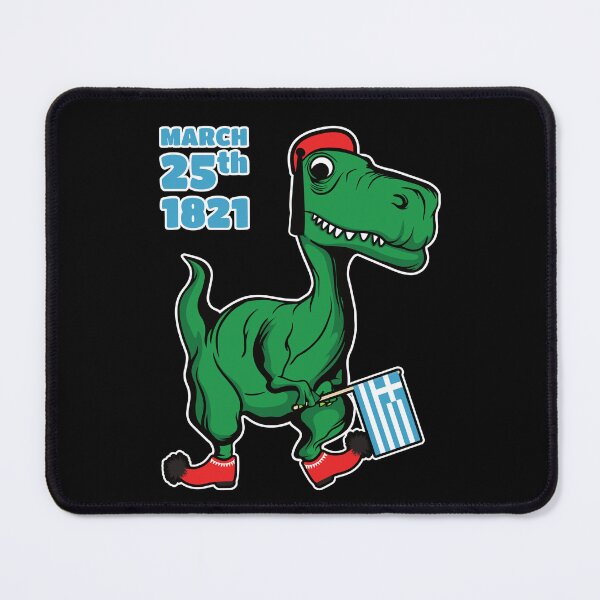 Item preview, Green Dinosaur celebrating Greece's Independence Day dressed as Tsolias with Greek flag designed and sold by Happy Puppy Print On Demand.