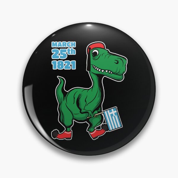 Item preview, Green Dinosaur celebrating Greece's Independence Day dressed as Tsolias with Greek flag designed and sold by Happy Puppy Print On Demand.
