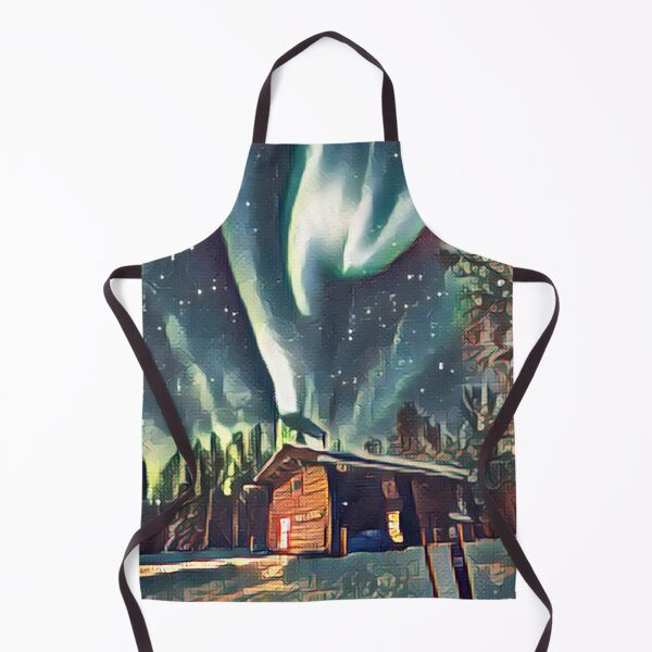 Item preview, Snowy Cabin Under the Northern Lights Altered Photo designed and sold by Happy-Trails.