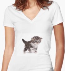 Adorable kitten Women's Fitted V-Neck T-Shirt